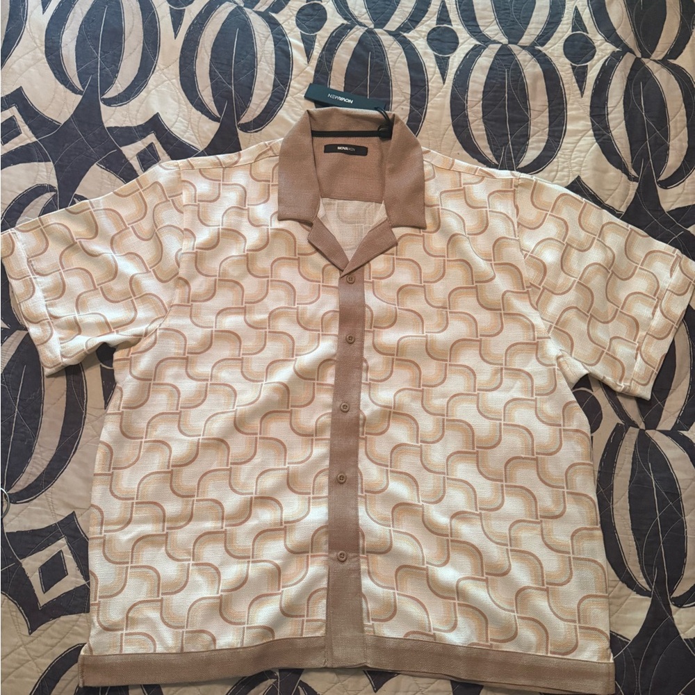 Fashion Nova Men's Beige Patterned Shirt